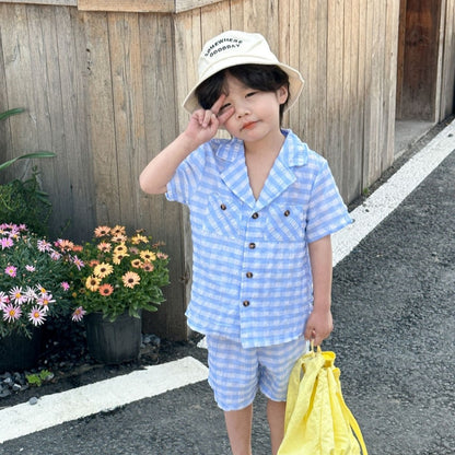 【BABY&KID】夏新作 ブルーチェックセットアップ、ワンピースSK072110