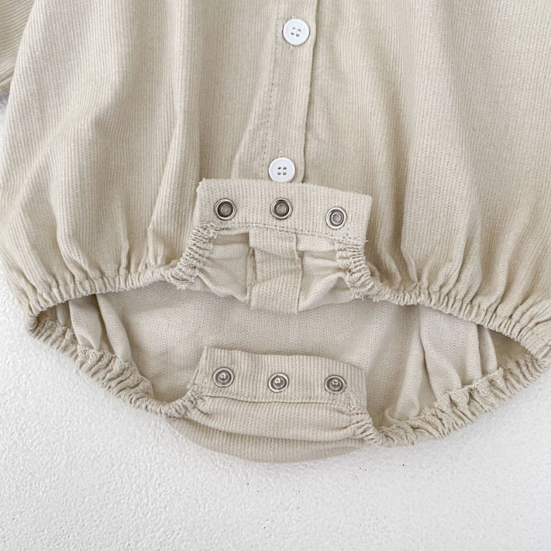 【BABY】フリル襟コーデュロイ刺繍ロンパースSK100120