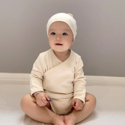 【BABY】北欧風コットンサイドボタンロンパース＆帽子SK102320