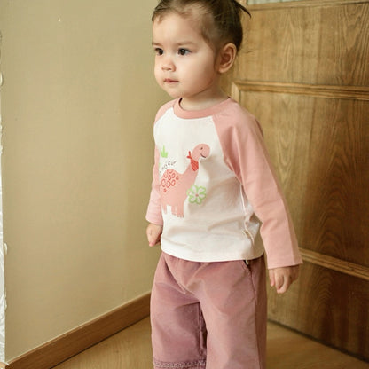 【BABY&KID】北欧風カートゥーンラグランTシャツ、ポケットパンツSK101336