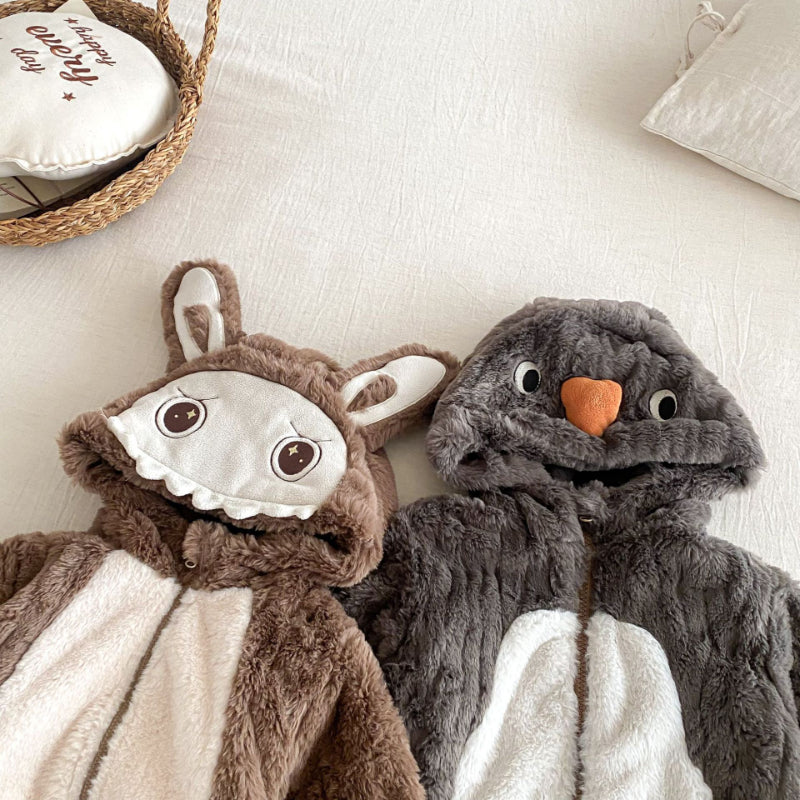 【BABY】うさぎファー風フード裏起毛カバーオールSK102917