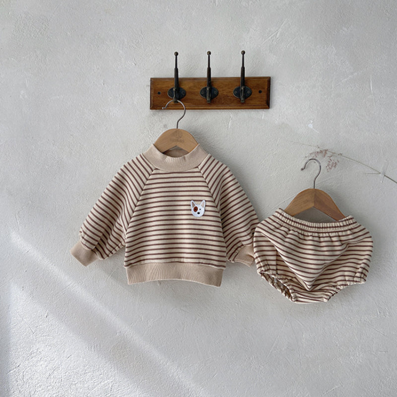 【BABY】裏起毛ボーダーハイネックスウェット&かぼちゃパンツSK101511