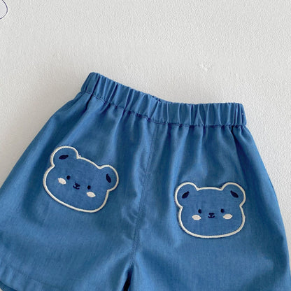 【BABY】夏新作  カラーバリBOWベアロンパース、Ｔシャツ、パンツSK061607