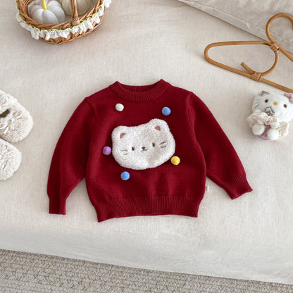 【BABY&KID】冬新作ぽんぽん付きニットセーターSK102534