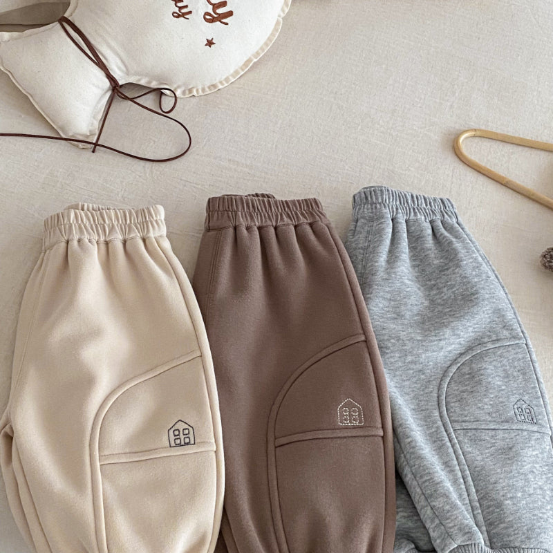 【BABY&KID】冬新作おうち刺繍裏起毛パンツSK102525