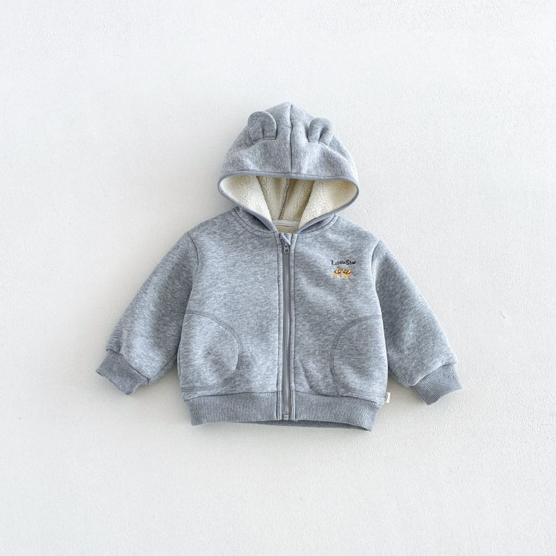 【BABY&KID】冬新作刺繍フード付き裏起毛ジャケットSK108520