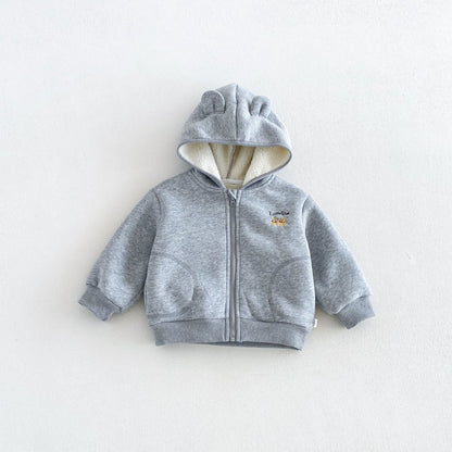 【BABY&KID】冬新作刺繍フード付き裏起毛ジャケットSK108520