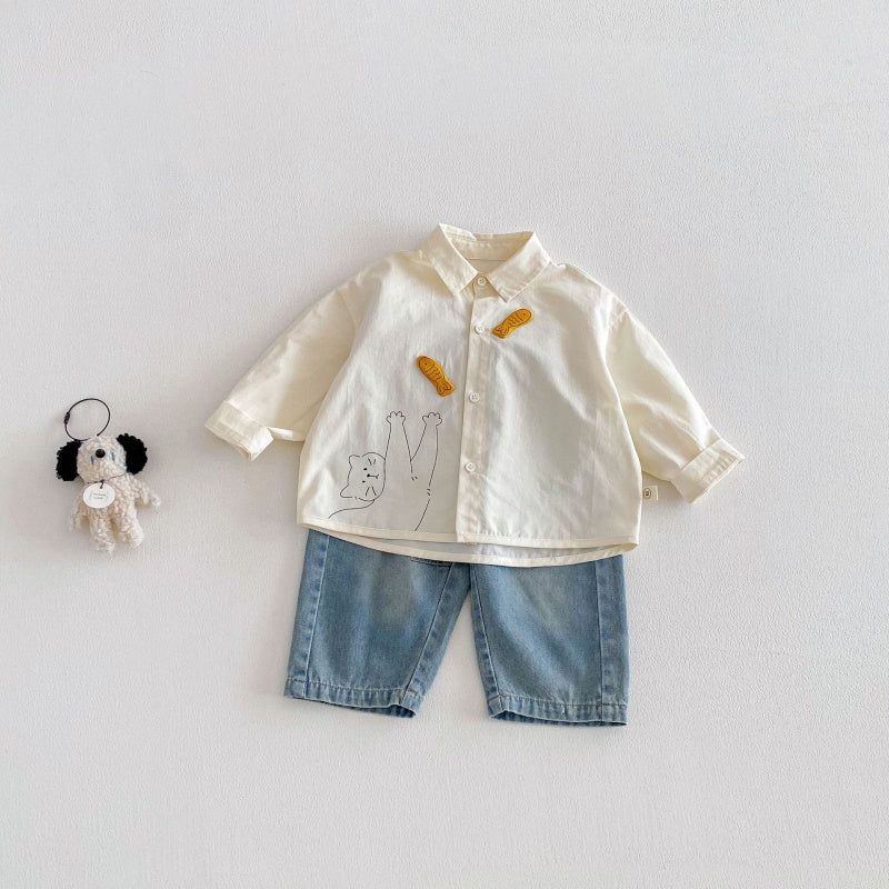 【BABY&KID】韓国風どうぶつ柄シャツSK104115