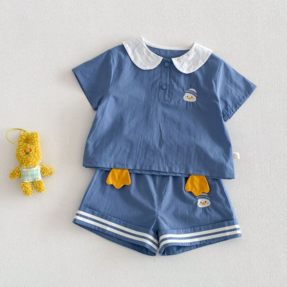 【BABY&KID】夏新作 カートゥーン丸襟Tシャツ、ショートパンツSK105114