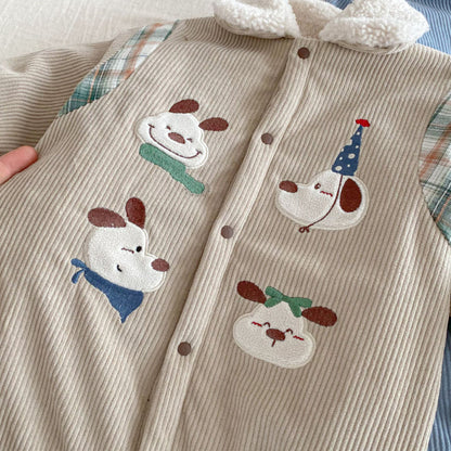 【BABY】コーデュロイ犬刺繍カバーオールSK102914