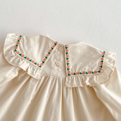 【BABY&KID】ビッグカラー刺繍ワンピースSK011011