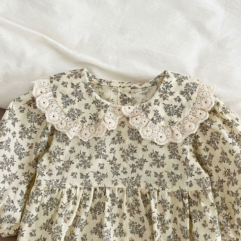 【BABY&KID】丸襟小花柄ロンパース、ワンピースSK107918
