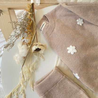 【BABY】韓国風刺繍ニットセットアップSK102203