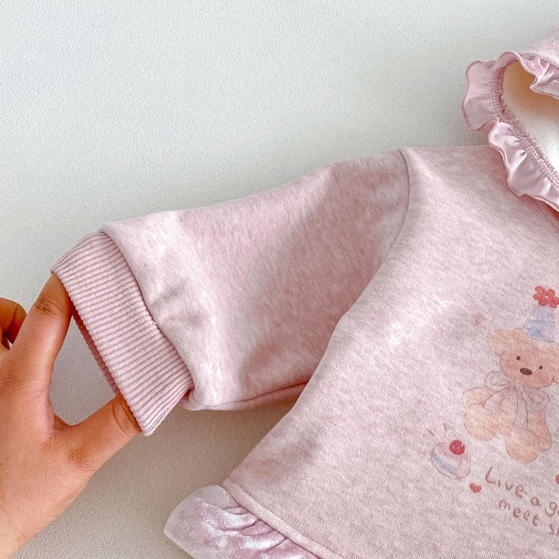 【BABY&KID】冬新作くまプリントトレーナー、フレアパンツSK108524