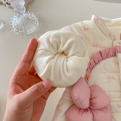 【BABY】蝶結びプリント立体フラワーカバーオールSK102926