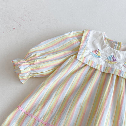 【BABY&KID】カラフル帆船刺繍ワンピースSK011020