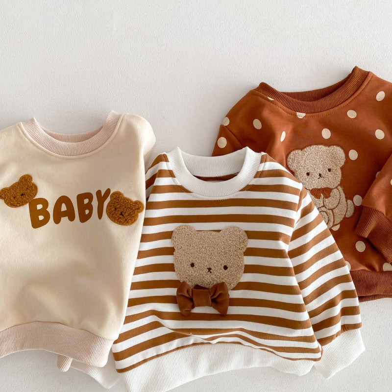 【BABY&KID】クマ柄ボーダー、ドットセットアップSK032203