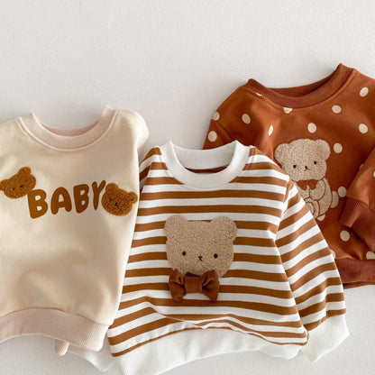 【BABY&KID】クマ柄ボーダー、ドットセットアップSK032203