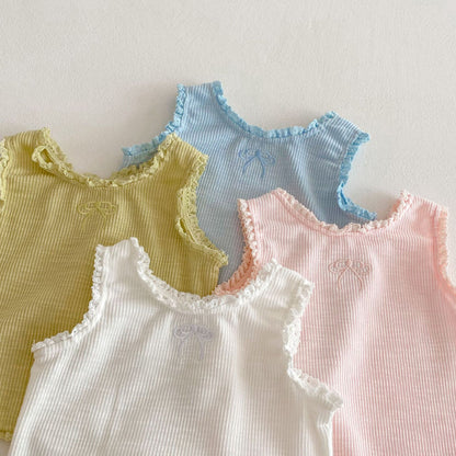 【BABY】夏新作 蝶結び刺繍無地セットアップSK092218