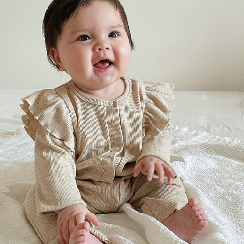 【BABY】北欧風無地フリルロンパース、カバーオールSK101313