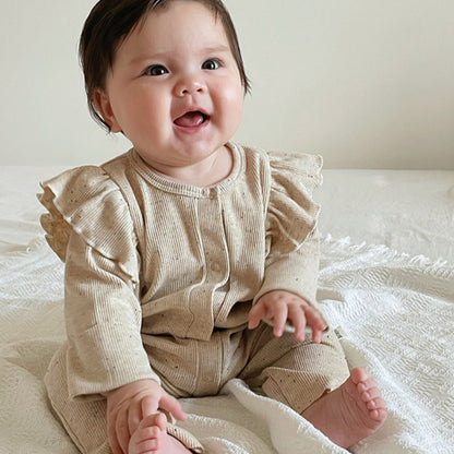 【BABY】北欧風無地フリルロンパース、カバーオールSK101313
