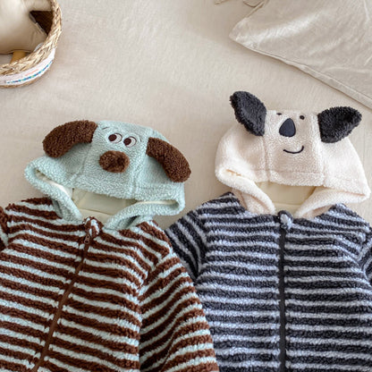 【BABY】ボーダー裏起毛フードカバーオールSK102912