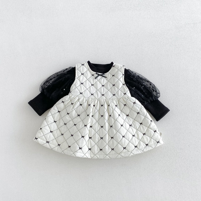 【BABY&KID】蝶結び刺繍ワンピース、パフスリーブトップスSK108113