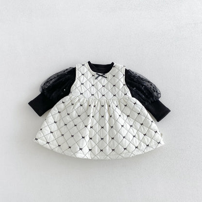 【BABY&KID】蝶結び刺繍ワンピース、パフスリーブトップスSK108113