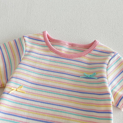 【BABY&KID】夏新作 配色ボーダーTシャツSK105101