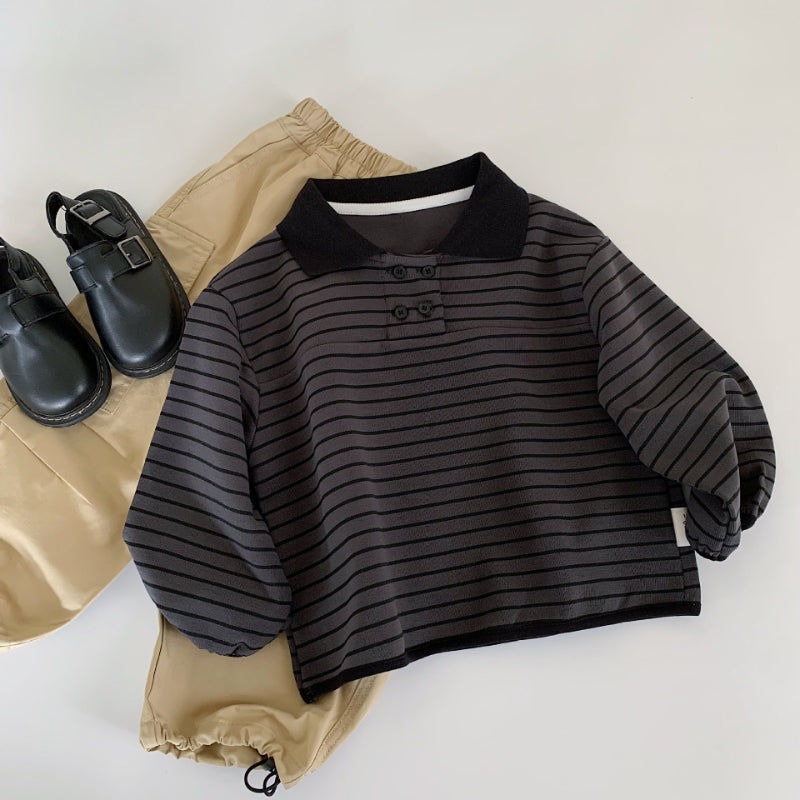 【BABY&KID】ストライプ長袖POLOシャツSK100516