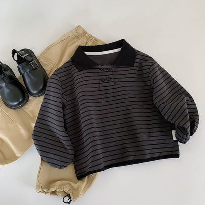 【BABY&KID】ストライプ長袖POLOシャツSK100516