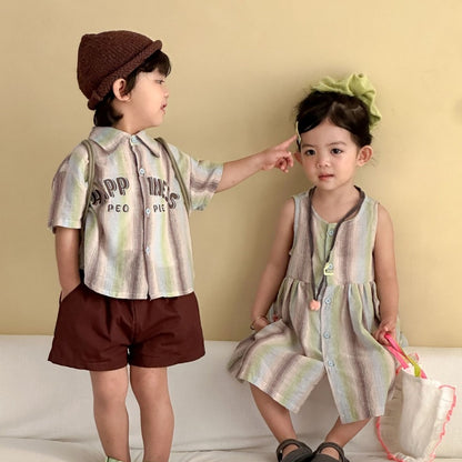 【BABY&KID】夏新作カラフルボーダーセットアップ、ワンピースSK104718