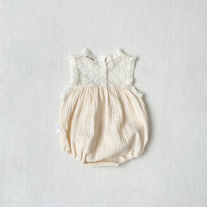 【BABY】夏新作レース切り替えシワ加工ロンパースSK106520