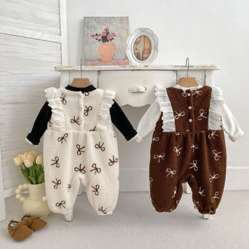 【BABY】冬新作蝶結び中綿カバーオールSK102703