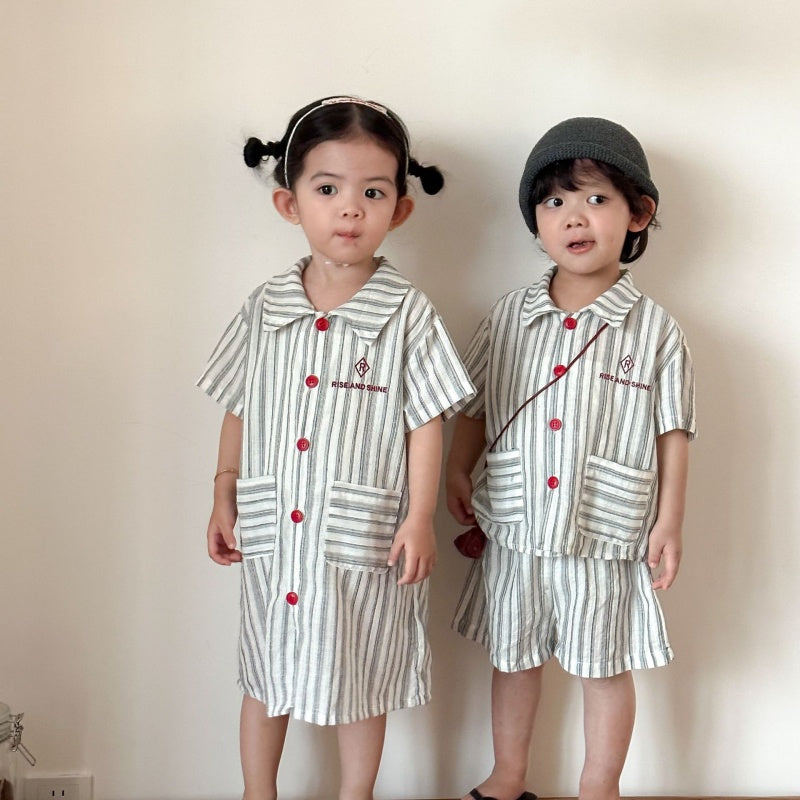 【BABY&KID】夏新作ストライプポケットセットアップ、ワンピースSK104716