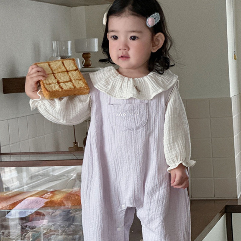 【BABY】やわらかギャザーサロペット、フリル襟ブラウスSK104305