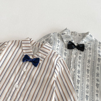 【BABY&KID】韓国風リボンタイシャツ、サロペットパンツSK103521