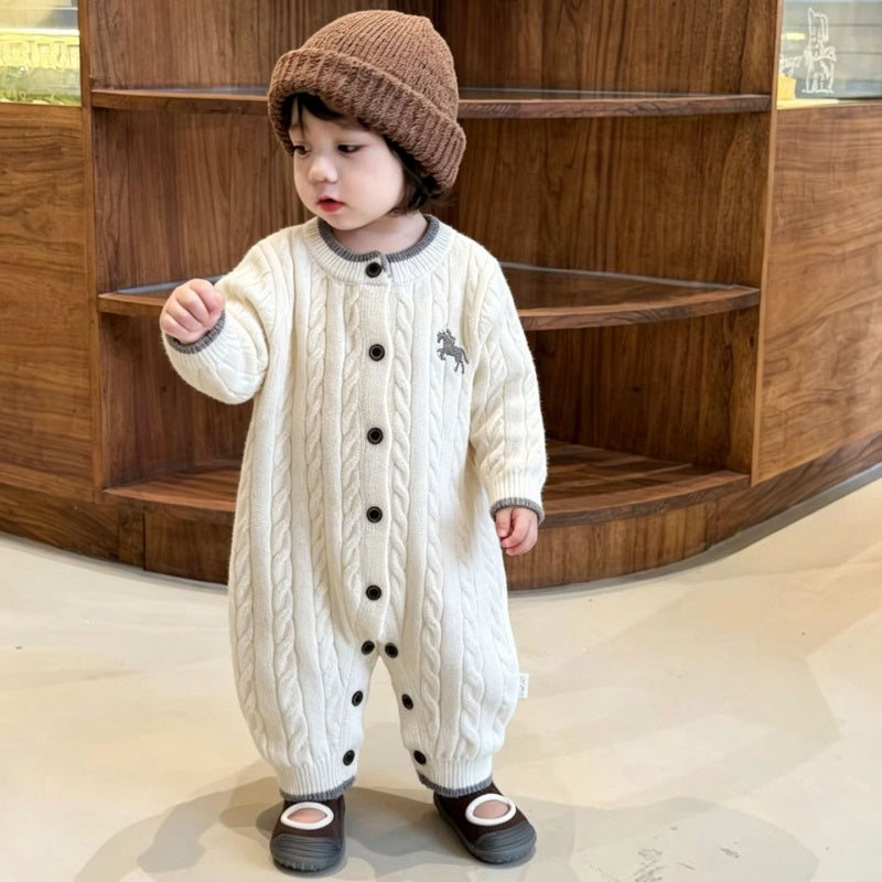 【BABY】ポニー刺繍ニットカバーオールSK106705