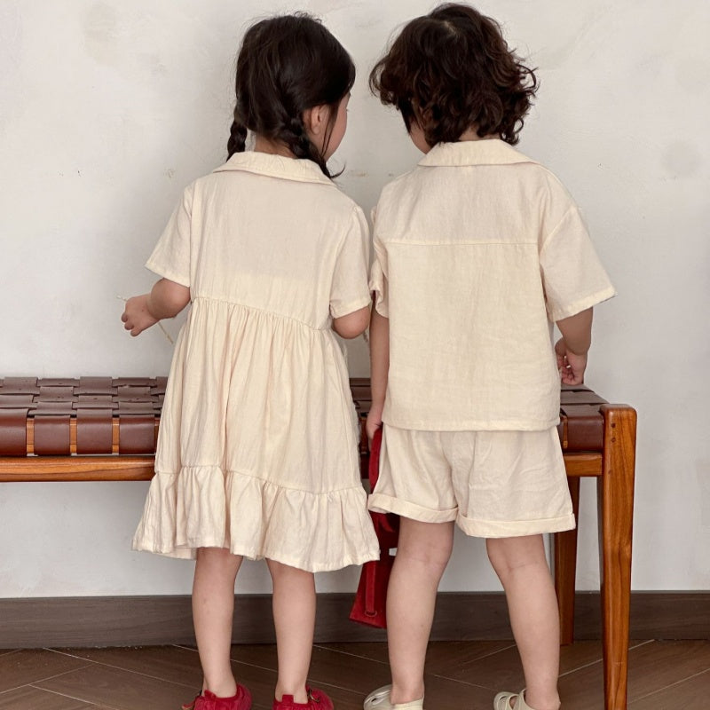 【BABY＆KID】夏新作 フラワー刺繍セットアップ、ワンピースSK063024