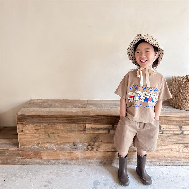 【BABY&KID】夏新作 五つ熊柄TシャツSK091613