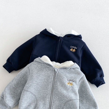 【BABY&KID】冬新作刺繍フード付き裏起毛ジャケットSK108520