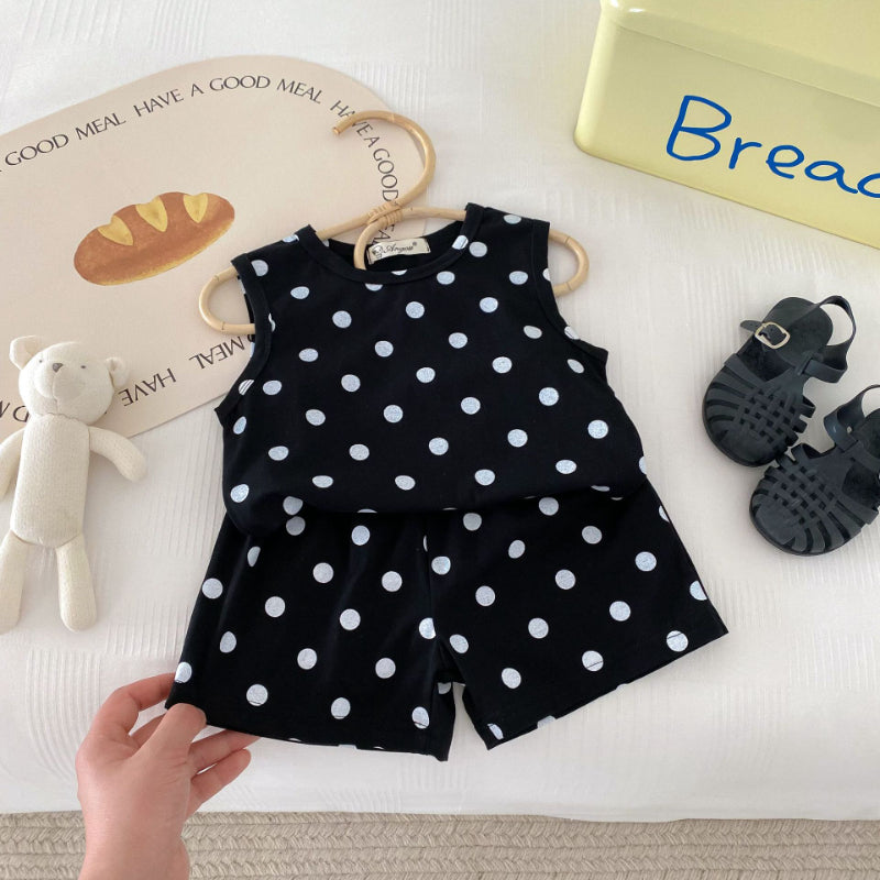 【BABY&KID】夏新作 ハート、ドットプリントセットアップSK091211