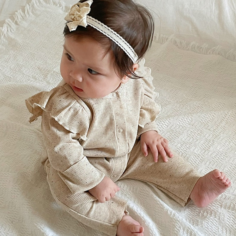 【BABY】北欧風無地フリルロンパース、カバーオールSK101313