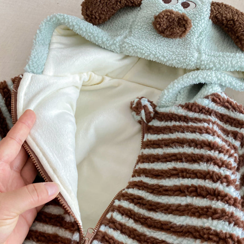 【BABY】ボーダー裏起毛フードカバーオールSK102912