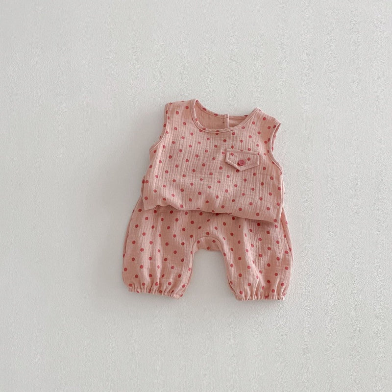【BABY&KID】夏新作シンプルドットセットアップSK104620