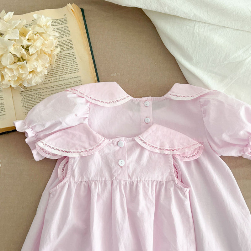 【姉妹服】夏新作 花びら襟ロンパース、ワンピースSK081623