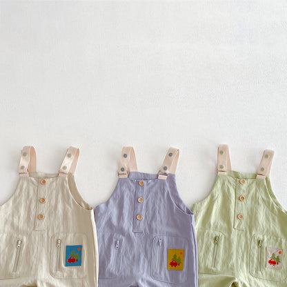 【BABY&KID】韓国風ワッペンサロペットパンツSK103502