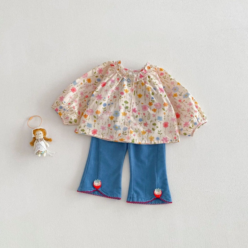 【BABY&KID】蝶結び、うさぎ、花柄プリントシャツSK104116