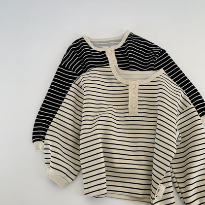 【BABY&KID】胸元スリット入りストライプ長袖SK100518