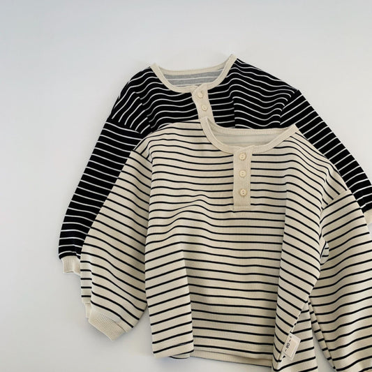 【BABY&KID】胸元スリット入りストライプ長袖SK100518